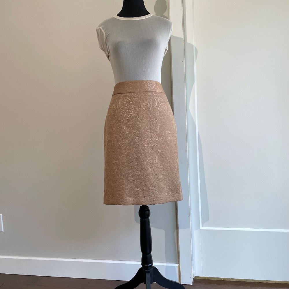 Vintage Y2K/1990s Banana Republic Paisley Gold Thread Pencil Skirt Size